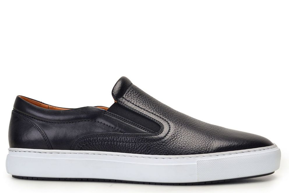 Genuine Leather Black Sneaker Men Shoes -8366-